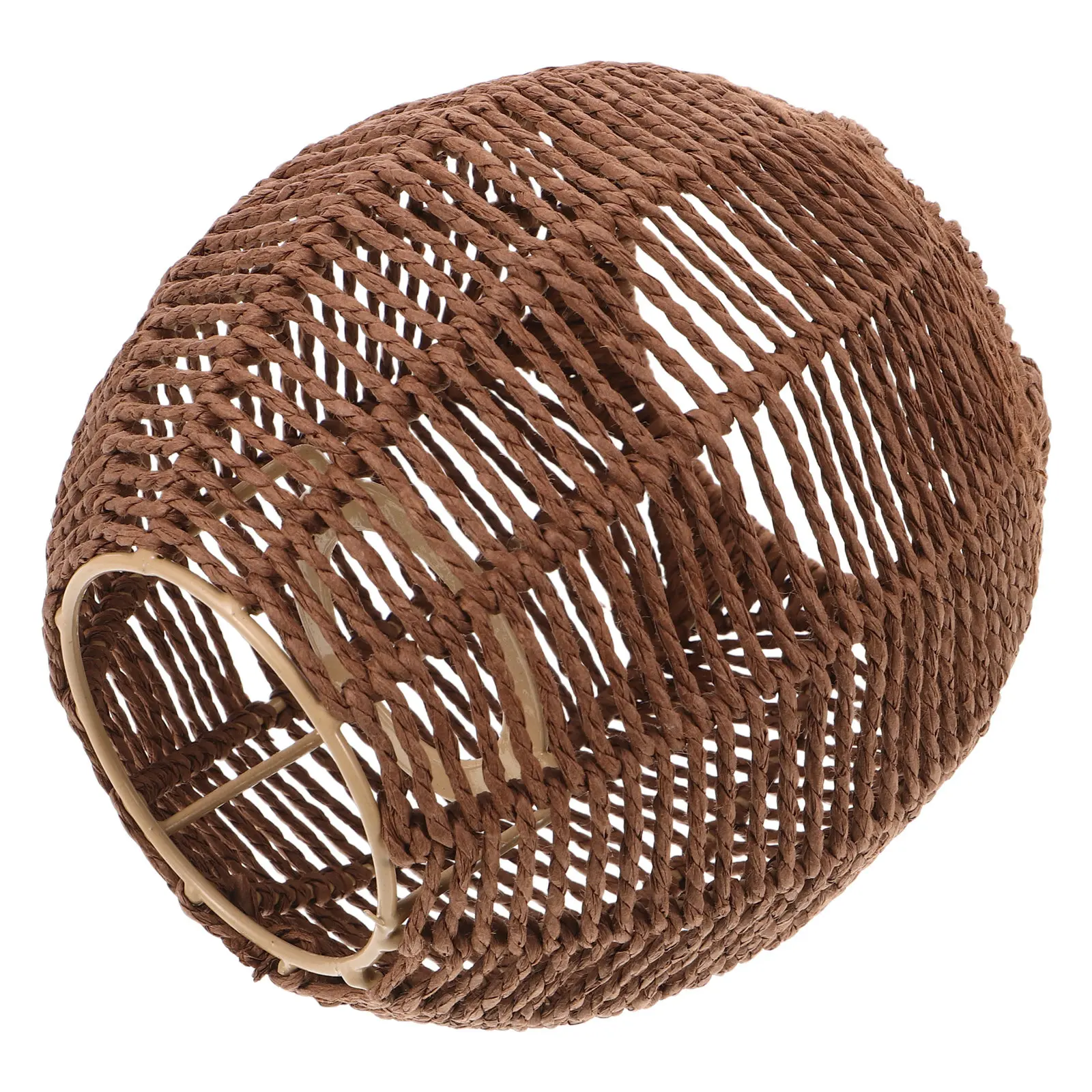 Decorative Woven Lampshade Paper Rope Structure Rustic Boho Style Ambient Lighting for Home Office Cafe Corridor Ceiling Pendant