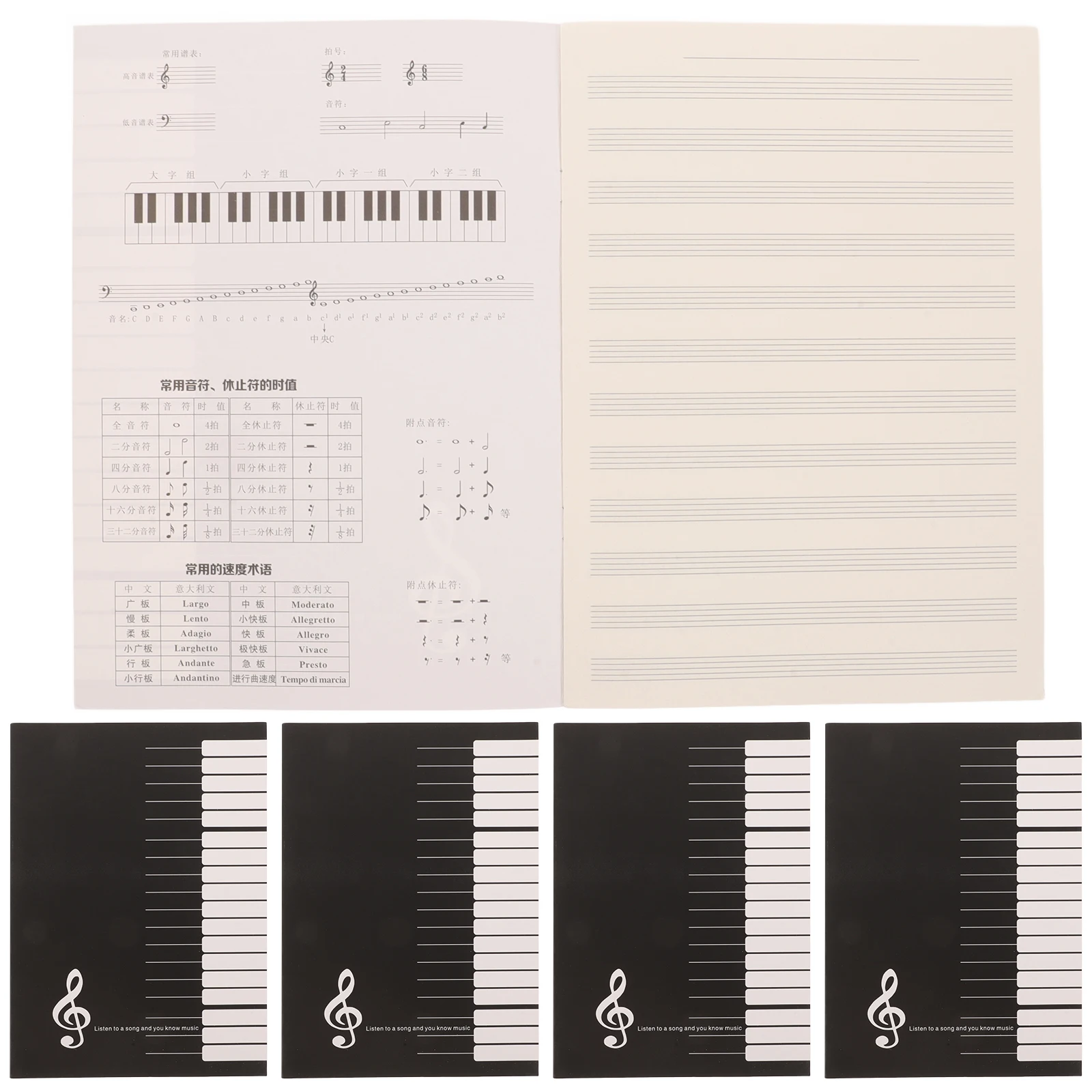 

10Pcs Portable Staff Music Manuscript Notebook Creative Guitar Piano Sheet Music Composition Practice Paper Stave Notebooks