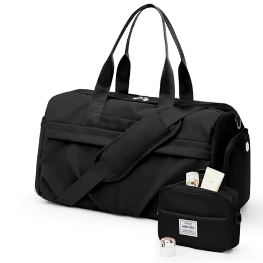 

Gym Bag for Women Men, Sport Duffel Bag with Toiletry Bag and Shoe Compartment, Waterproof Travel Weekender Overnight Carry on