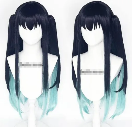 4 Types Anime Tokitou Muichirou Cosplay Wig Kisatsutai Tokitou Muichirou Wig Black Gradient Green