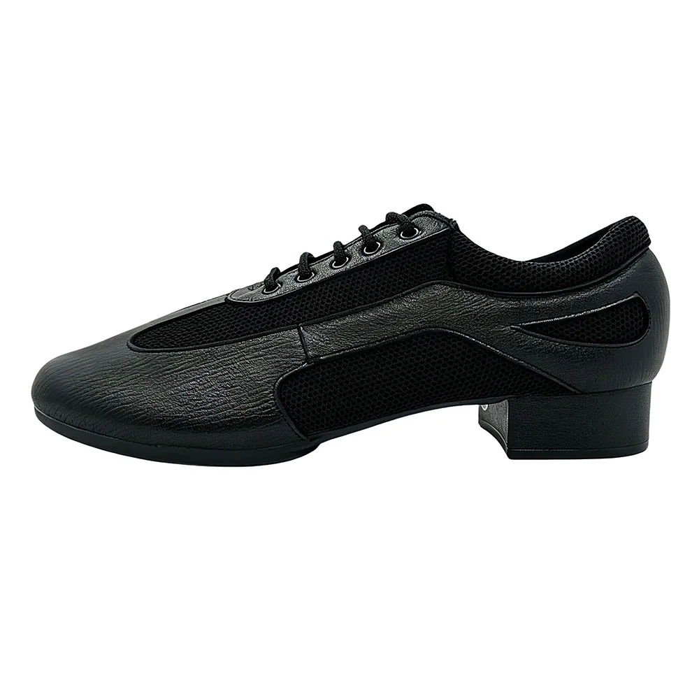 Male Professional Latin Dance Sneakers Genuine Cowhide Breathable Mesh Tango Salsa Training Shoes Low Heel Replaceable Sole