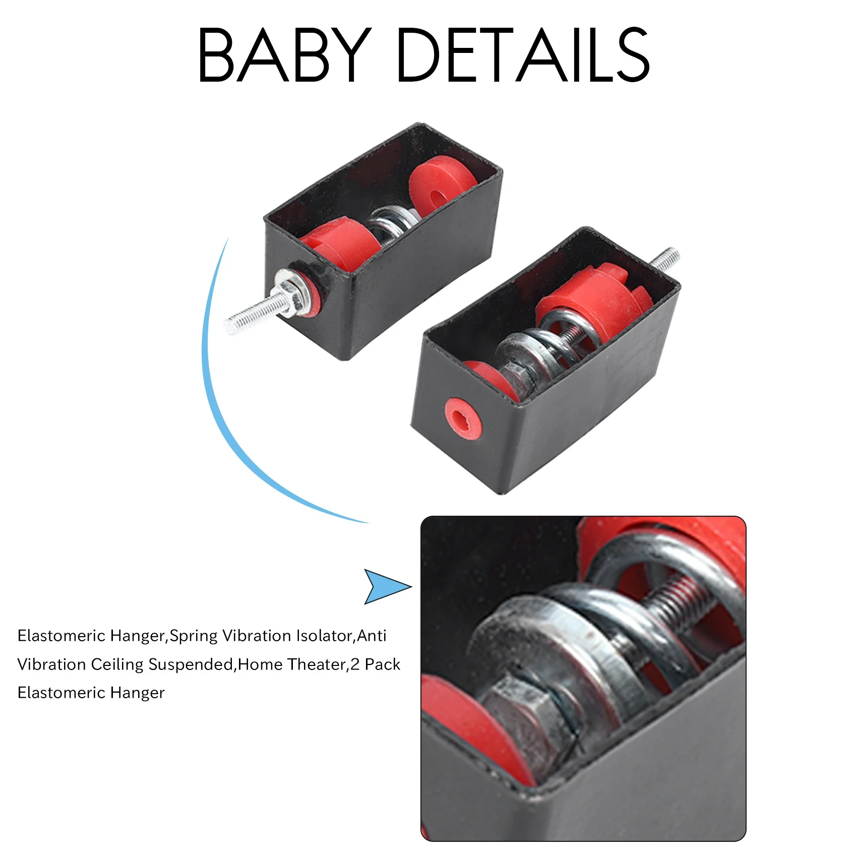 M20K Elastomeric Hanger - Spring Vibration Isolator - Anti Vibration Ceiling Suspended Mounted - Studio, Home Theater (2 Pack)