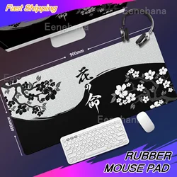 HD Black and White Yin-Yang Flower Mouse Pad PC Gaming Extended Mousemat Large Desk Pad Gamer Non Slip Rubber Mousepad 900x400