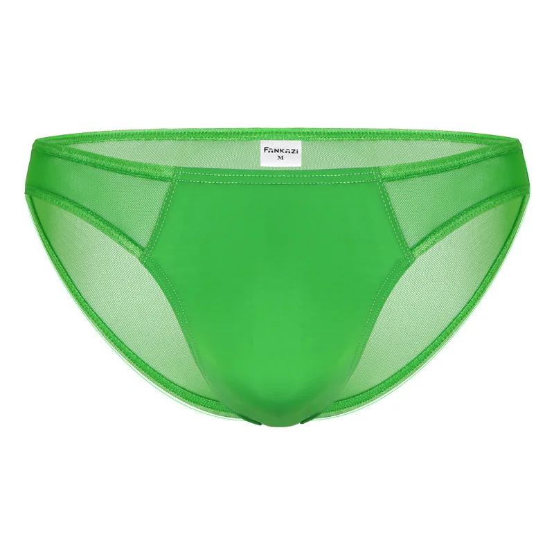 Men's Briefs Ultra-Thin Mesh Buttocks Underpants Low-Rise Underwear U Convex Pouch Lingerie Tanga Slip Sports Breathable Panties