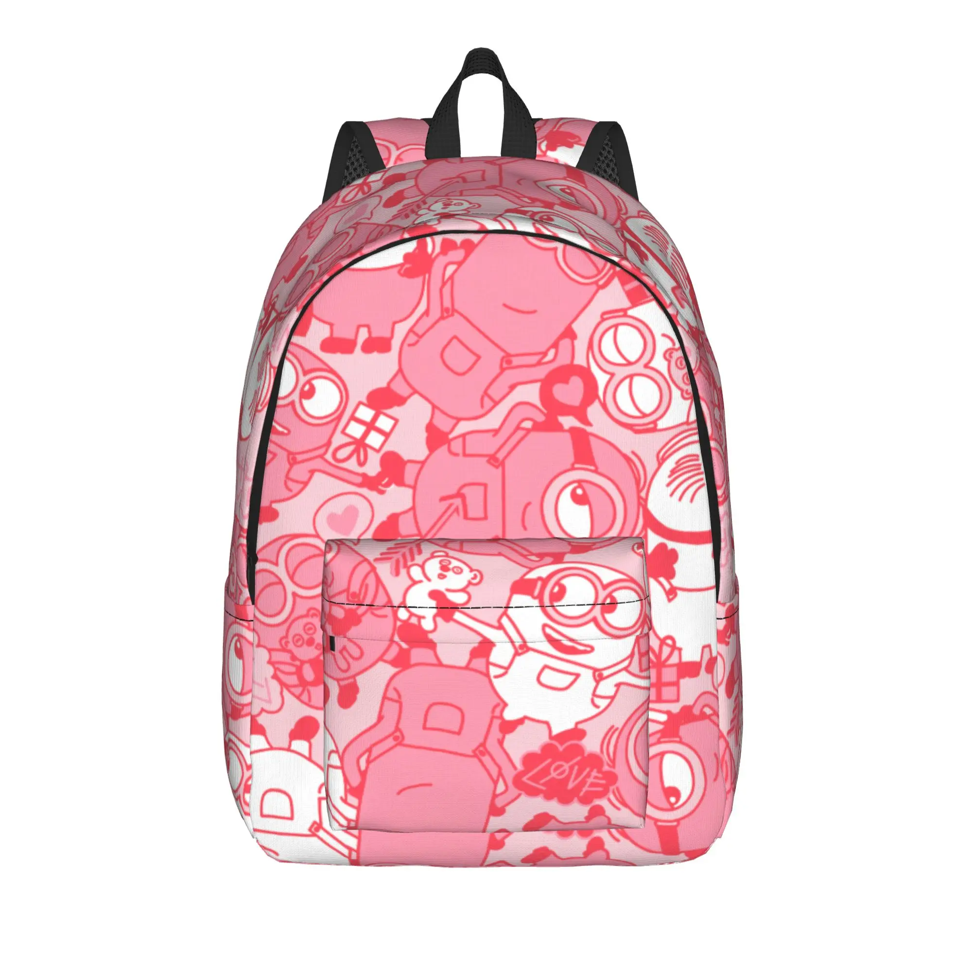 

M-Minions Cartoon Toss Pattern Teenage Backpack with Pocket High School Hiking Travel Daypack for Men Women Laptop Canvas Bags