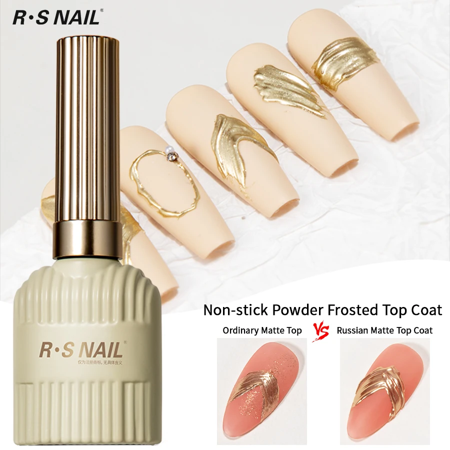 Rs Nail Russische Matte Top Coat Gel Nagellak 10G Frosted Non-Stick Poeder Mat Top Coat Nail Art Led Uv Semi Permanente Afdichting Gel