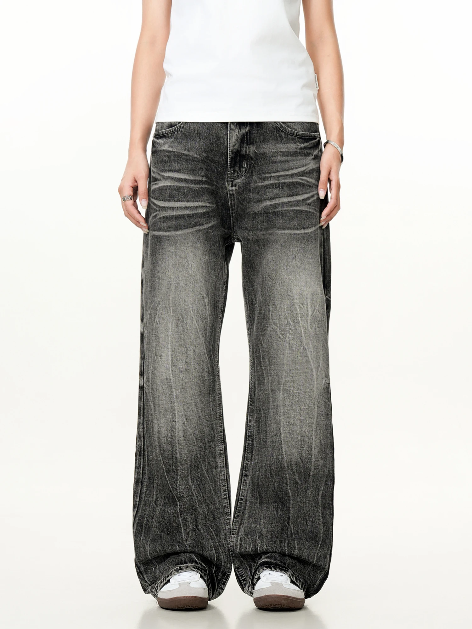 

Джинсы Streetstudio American Folded e Bla Lightning Waed Cleanfit Vintage, расклешенные, повседневные, с широкими штанинами