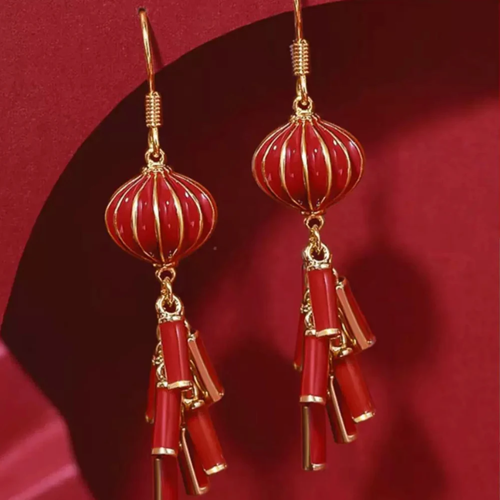 Women Lantern Firecrackers Earrings Delicate Fashionable Ears Accessories For Outdoors