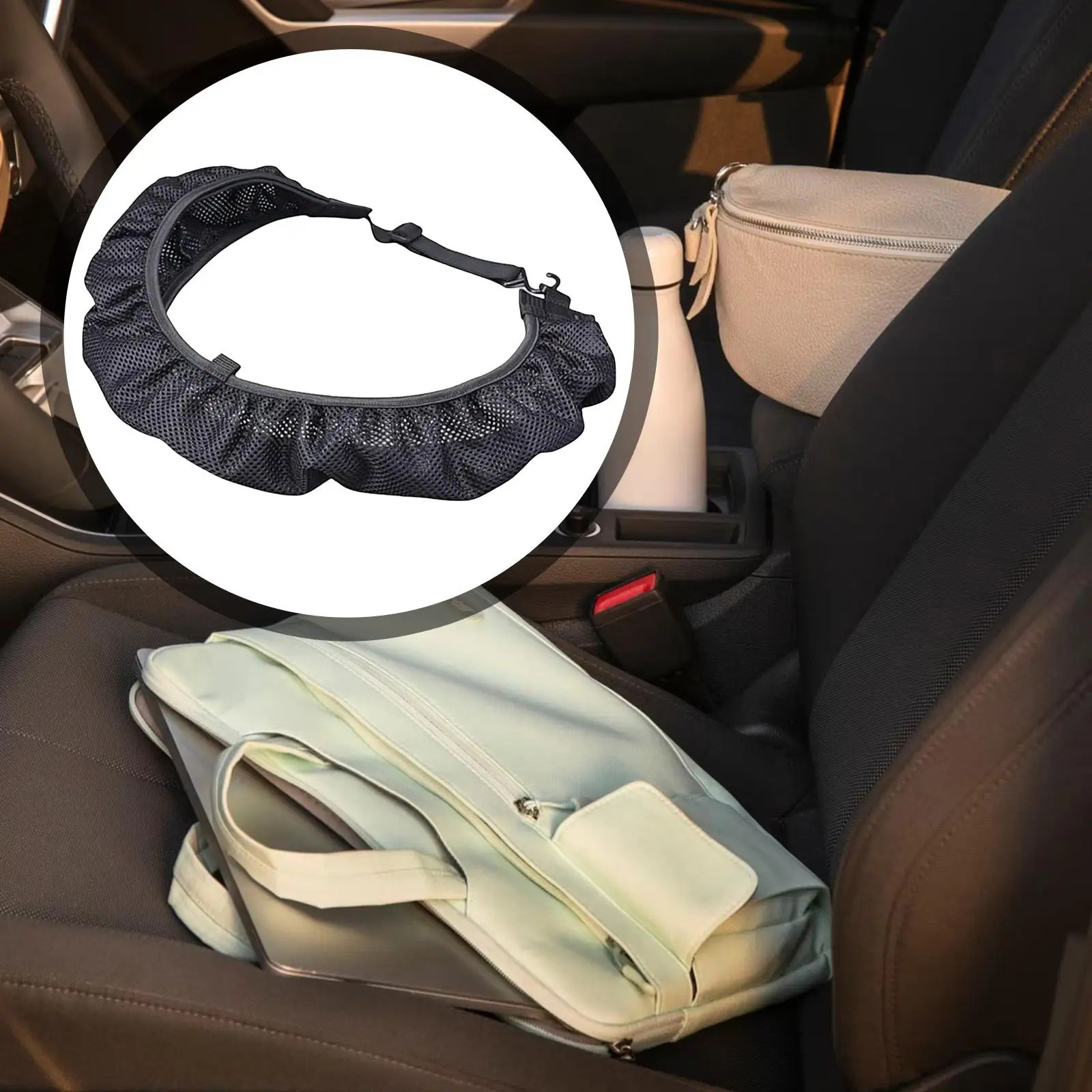 

Versatile Car Interior Storage Bag Mesh Organizer Durable Holder for Front Seat Handbag Backpack Laptop Organization