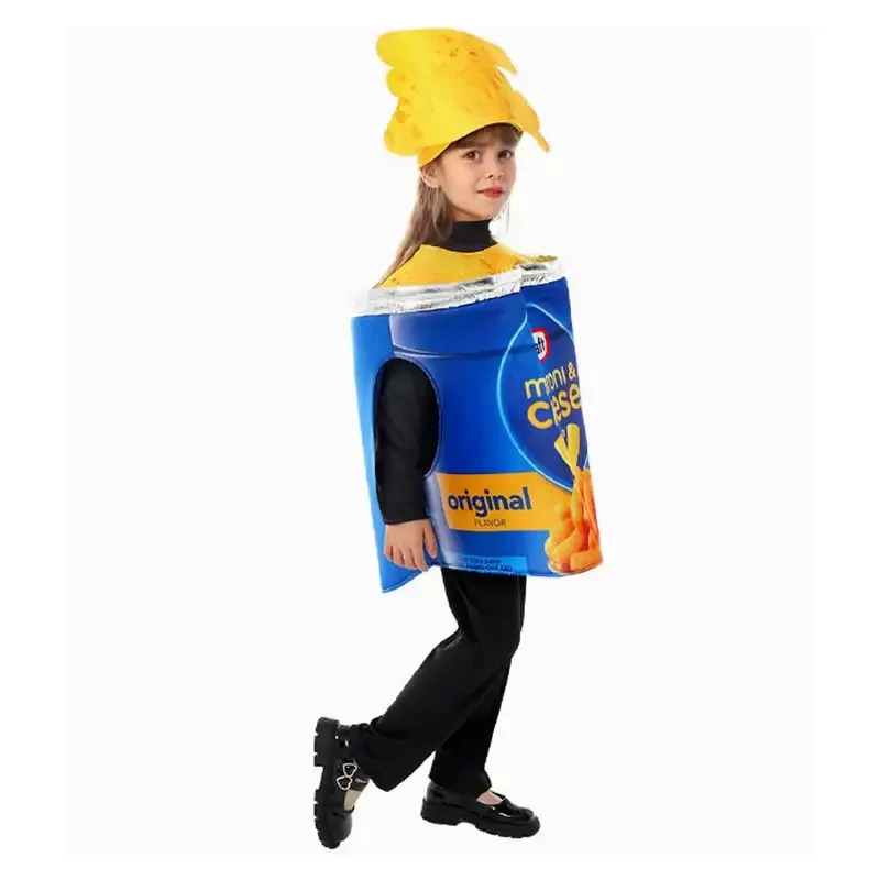 

asdh8@Cartoon Food Party Stage Performance Costume Funny Macaroni Cheese Cosplay Fantasy Boys Girls Clothing Teen 4 to 16 Years
