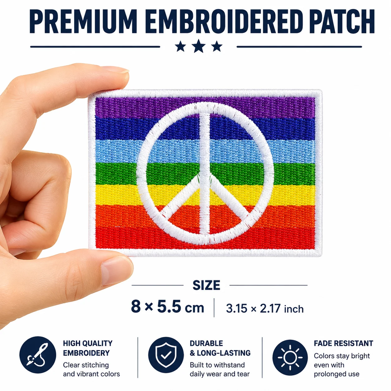 Peace & Pride Flag Embroidered Patch Funny Label Badge Decoration Applique Hook and Loop for Clothes Backpacks Hats & Everything
