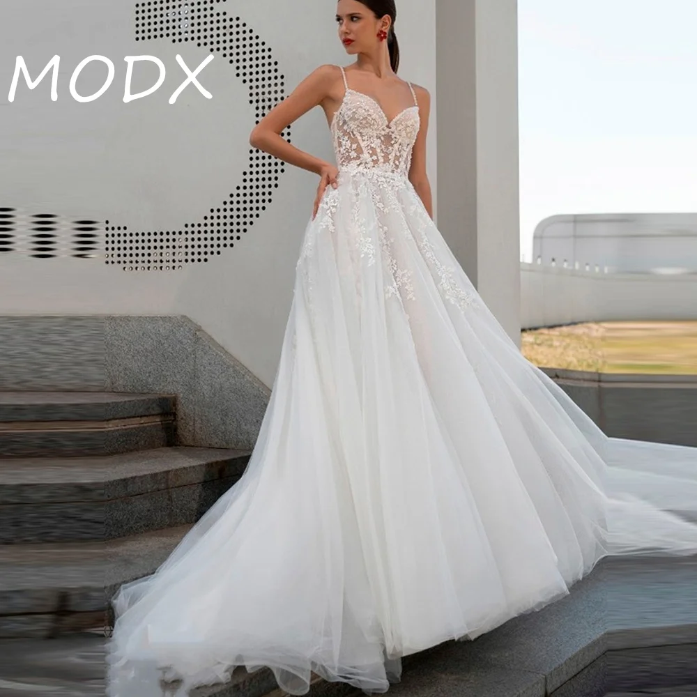 MODX Wedding Dresses for Women Sweetheart Court Train A-line Lac Appliques Robe De Mariee for Brides Customised Vestidos De Novi