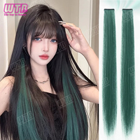 2pcs/pack Synthetic Colored Party Highlights Clip in Hair Extensions for Girls 22 inches Multi-colors Straight Hair Synthetic Ha