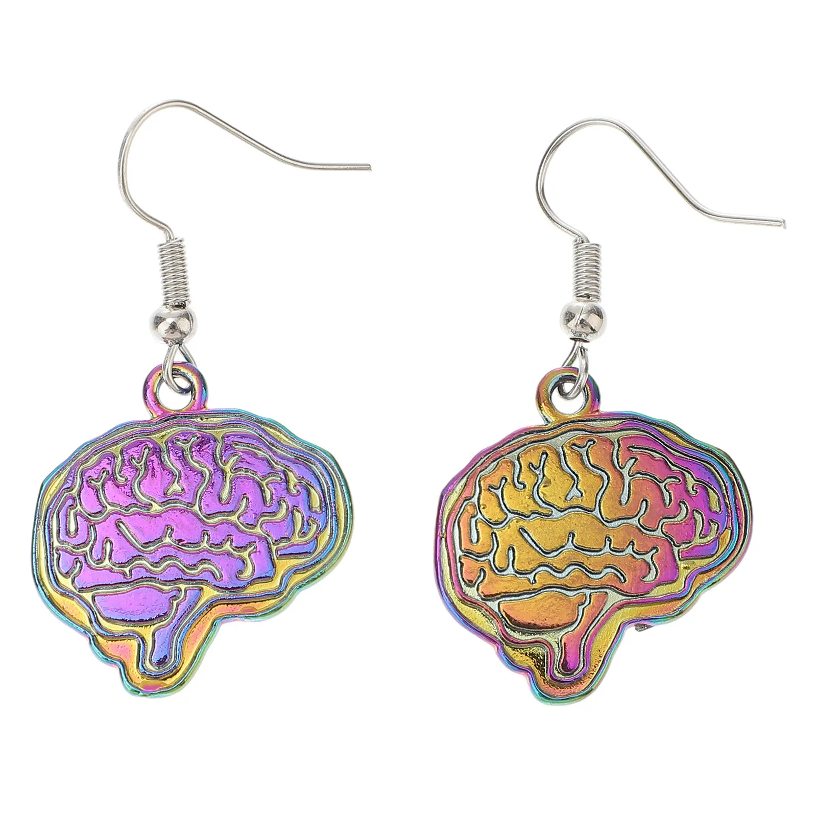 Brain-Shaped Earrings for Women – Colorful Nurse Doctor Gift, Fashion Hoop Dangler Jewelry