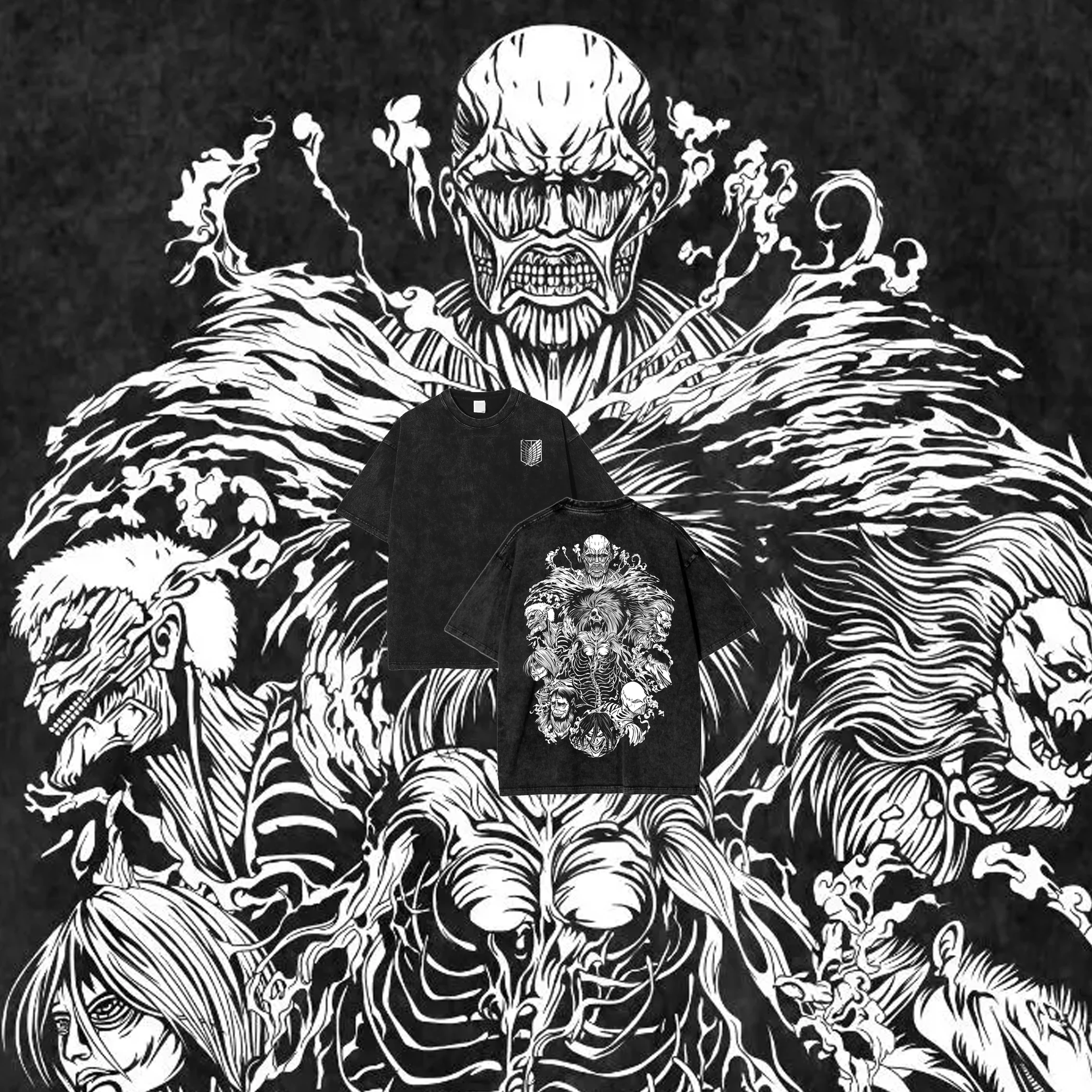 

Футболки «Атака Титанов», винтажные потертые удобные футболки в стиле аниме, повседневная свободная футболка, мужская хлопковая футболка