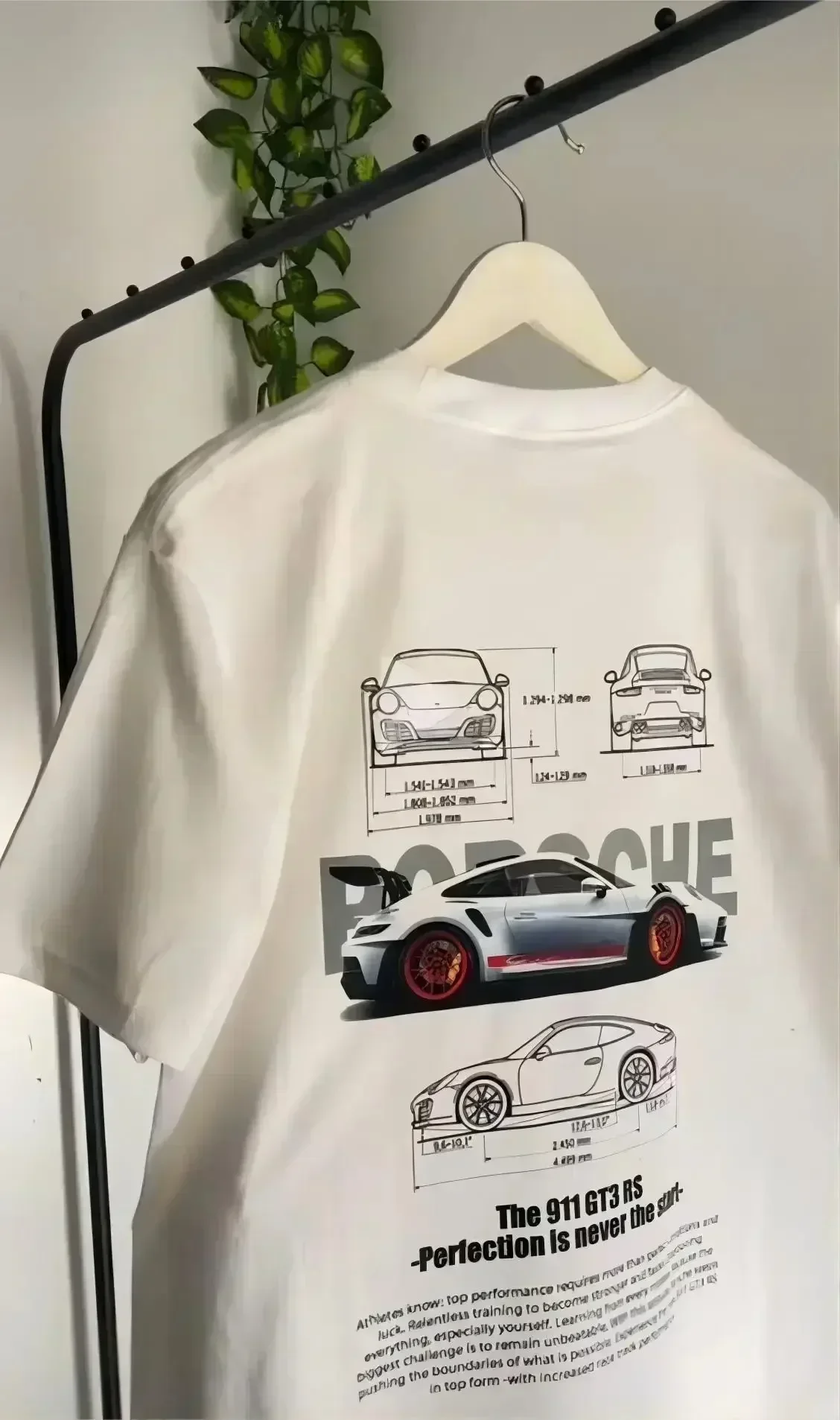 Car Letter Pattern Print T-shirt Perfection Is Never The End GT3-RS T Shirt Men Cotton Tee Casual Women Shirt 911 Top Streetwear