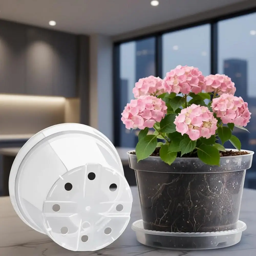

10-Pack 10 Clear Plastic Nursery Pots with Saucers, Durable Large Plant Pots for Indoor/Outdoor Gardening, Ideal for Starting Pl