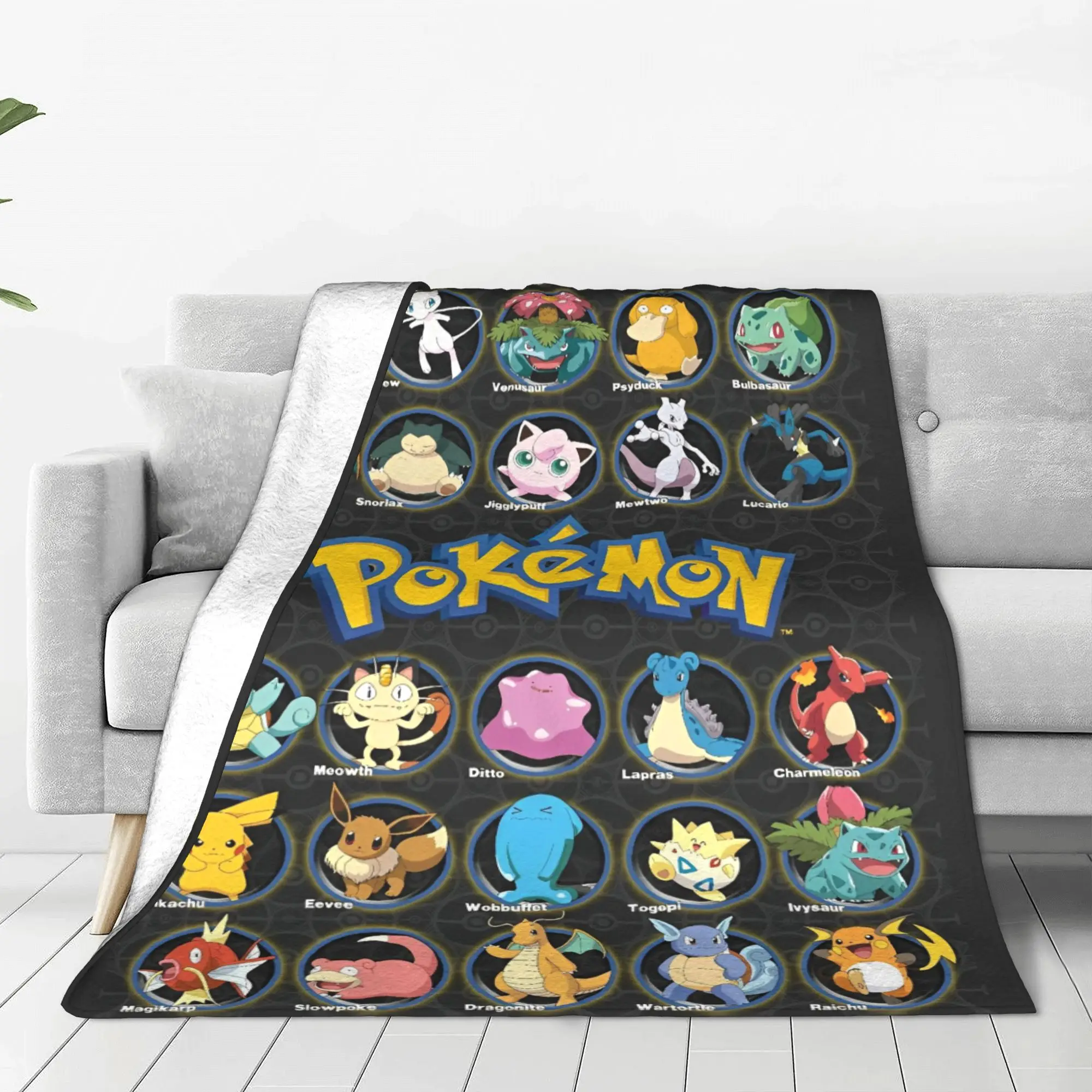 Pokemon Characters Cartoon Cute Blanket Cover Flannel Pocket Monsters Pikachu Lightweight Throw Blankets Outdoor Car Couch Quilt