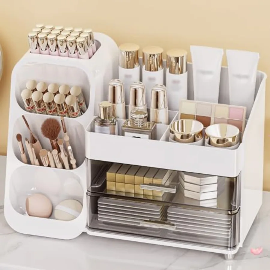 

Large Capacity Makeup Organizer Countertop with Makeup Brush Holder for Vanity, Thickened Material, Bathroom Countertop Organiz