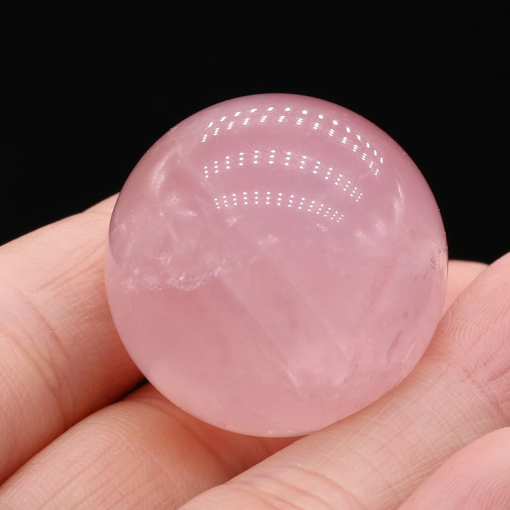 1PC Natural Rose Quartz Ornament Ball Energy Crystal Stone Beads Divination Feng Shui Healing Transport Home Decoration 25-30mm
