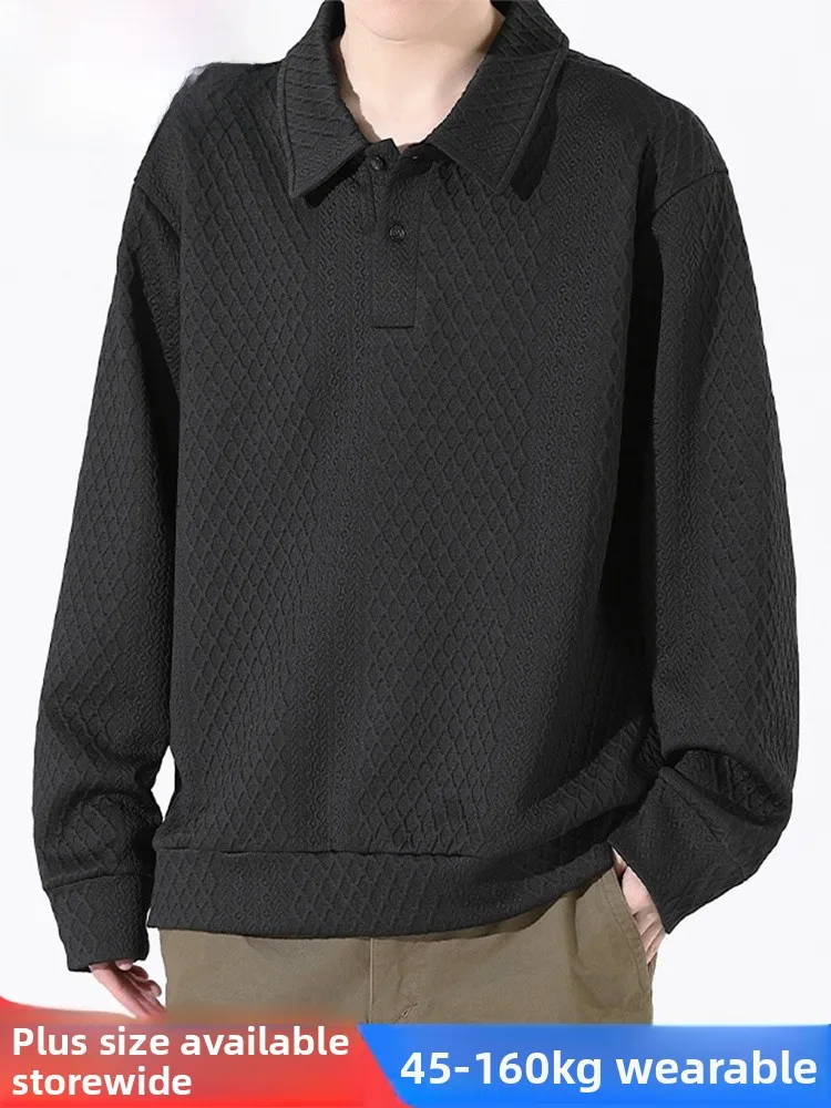 

Large Size irt Men's Textured Knit Loose Long Sve Casual T-irt Upper Body Autumn Sle Comfortable Breathable Pol...