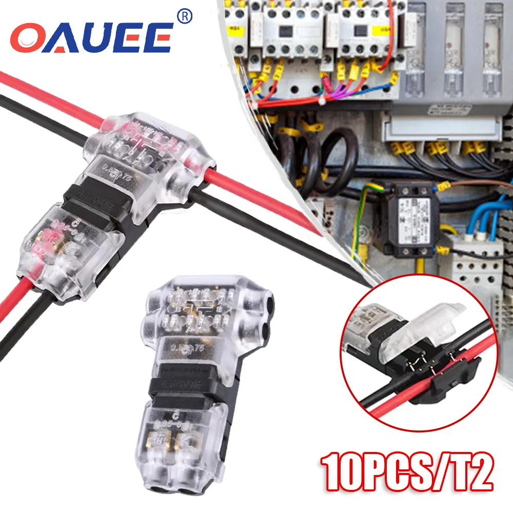 

10Pcs 2Pin Pluggable Wire Connector Quick Splice Electrical Cable Crimp Terminals for Wires Wiring 18-22AWG Universal Connectors