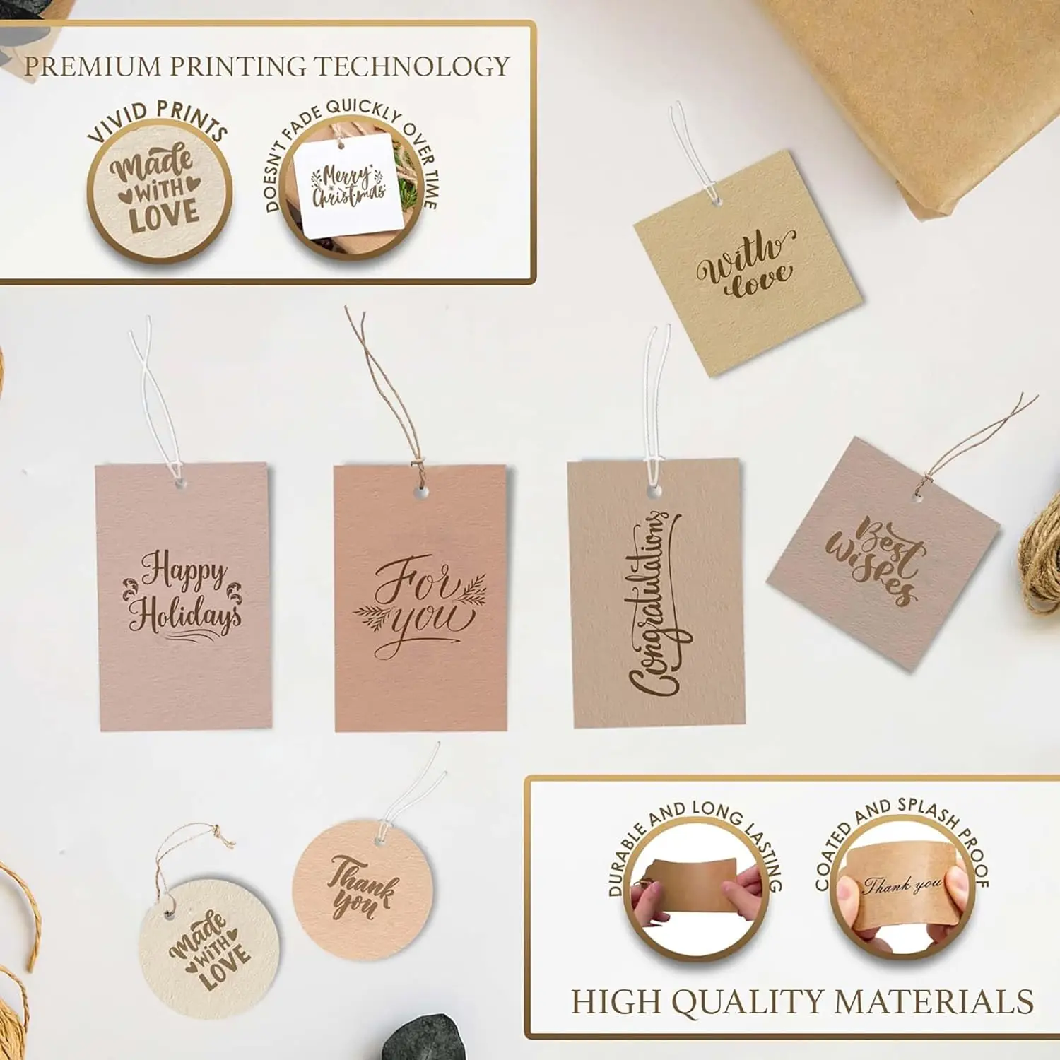 Custom Hang Tags Multiple Shapes and Sizes, for Clothing, DIY Handmade Items, Valentine's Gifts, Wedding Decorations, and More