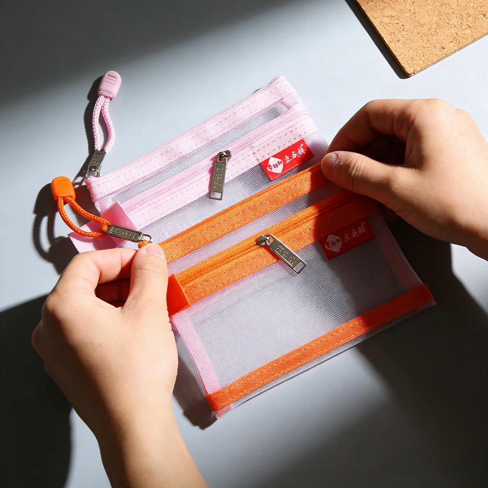 

Многофункциональный небольшой двухслойный сетчатый кошелек для мелочи, нейлоновый чехол на молнии, держатель для карт (автобусных, ID, кредитных), органайзер для кабелей наушников, кошелек