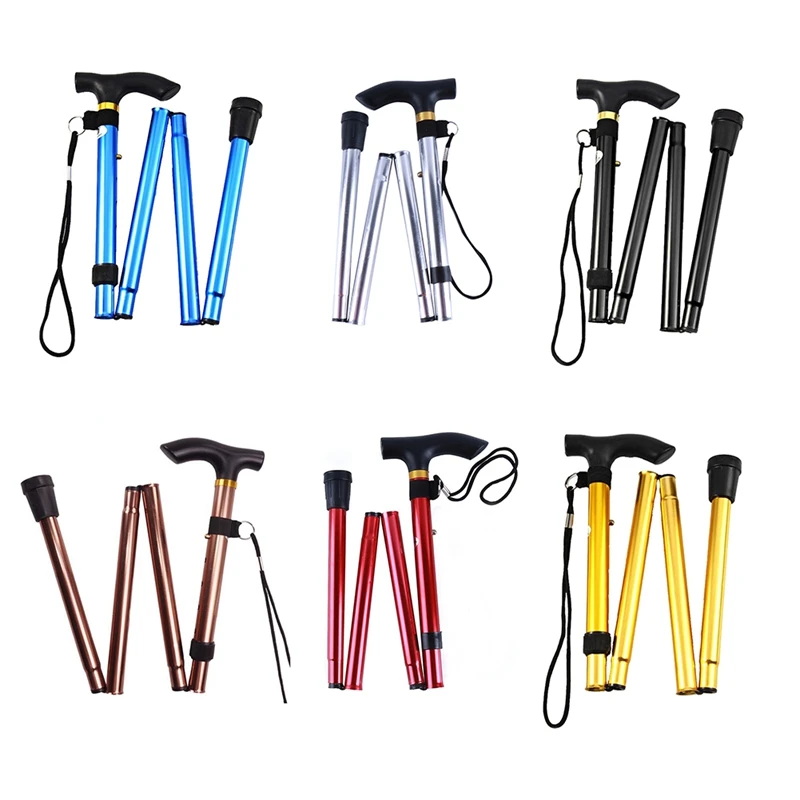 Hiking Camping Mountaineering Poles Walking Stick Telescopic Baton Trekking Poles Folding Cane Crutches Pole Unisex