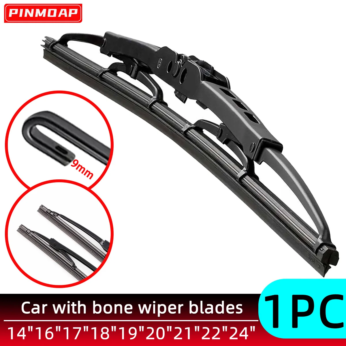 

PINMOAP Универсальный U/J крючок 9 мм лобовое стекло автомобиля с костными дворниками и металлическими щетками стеклоочистителя 13 "14"16"17"18"19"20"21"22"24" бесшумный дворник