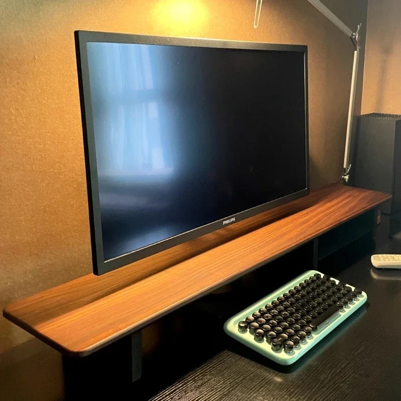 High-grade Walnut Monitor Stand Rise Desktop Computer Monitor Elevated Rack Multi-functional Storage Rack Office Laptop Desk