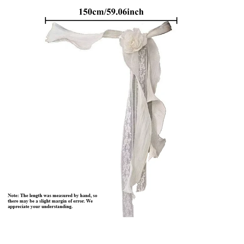 IF IFOND Korean-Style Soft Lace 3D Camellia Belt Fashionable Niche and Unique Double-Layer Ribbon Waist Cincher for Women