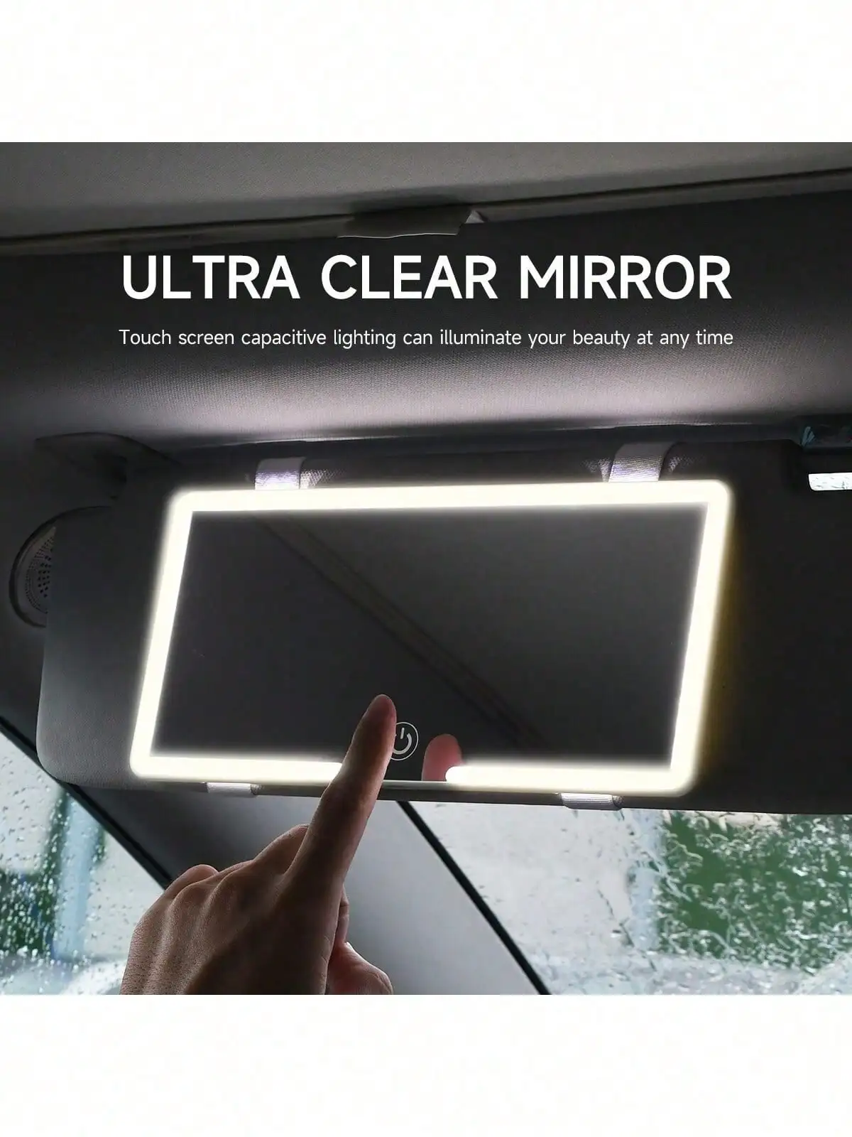 Car Sun Visor LED Vanity Mirror,Intelligent Touch LED Car Makeup Mirror - 3 Light Modes & 60 LEDs - Rechargeable & Dimmable Touch Control - Perfect For On-The-Go Makeup, Universal Car Interior Accessory For Cars