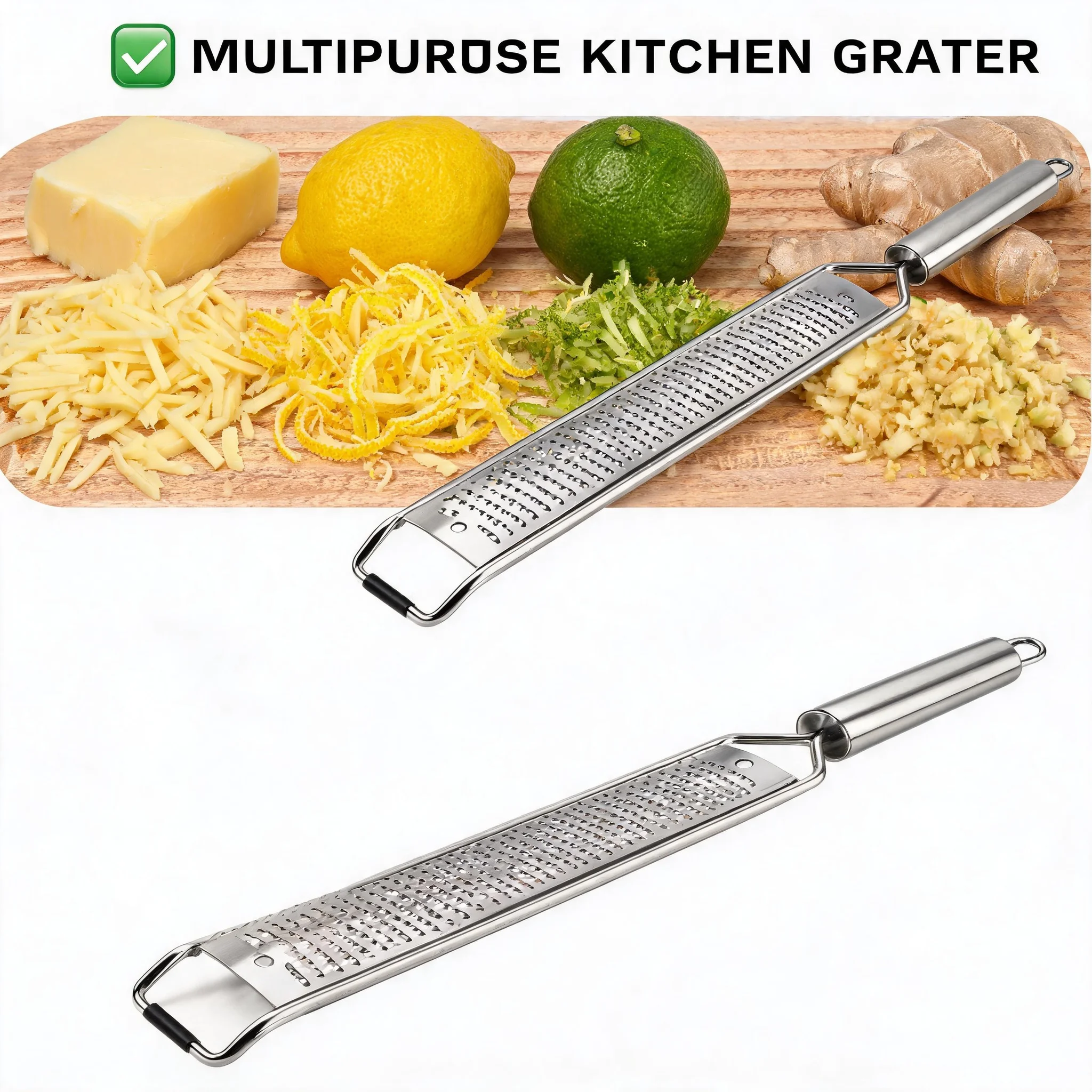 Mini Handheld Stainless Steel Cheese Grater Lemon Zester Garlic Ginger Shredder Compact Easy Store for Home Baking Kitchen Tools