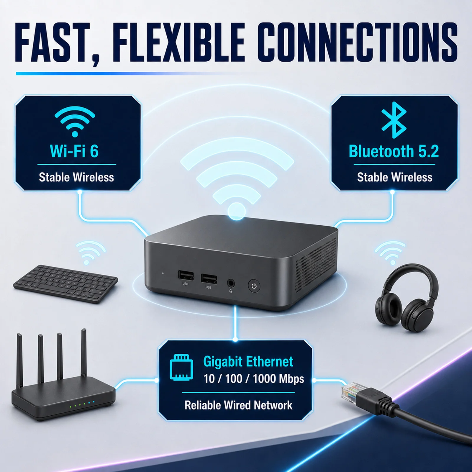 Mini PC Windows 11 Pro, Intel Core I9-10980HK, 16GB/32GB RAM, 1TB SSD, Wi-Fi 6, Bluetooth 5.2, 4K HD – Ideal for Office & Study