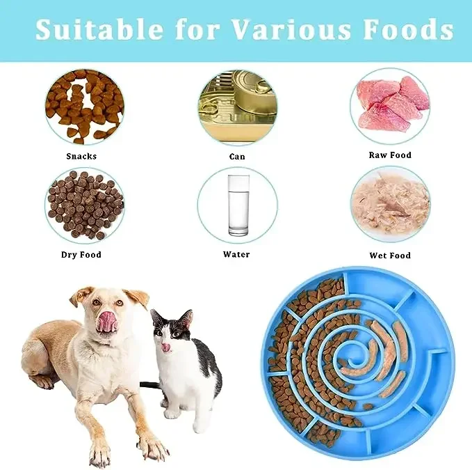 Pet Supplies Slow Food  Bowl Cat Anti-Knockover Anti-Slip Food Bowl Puppy Anti-choking Silicone Toy Food Plate Pet Supplies