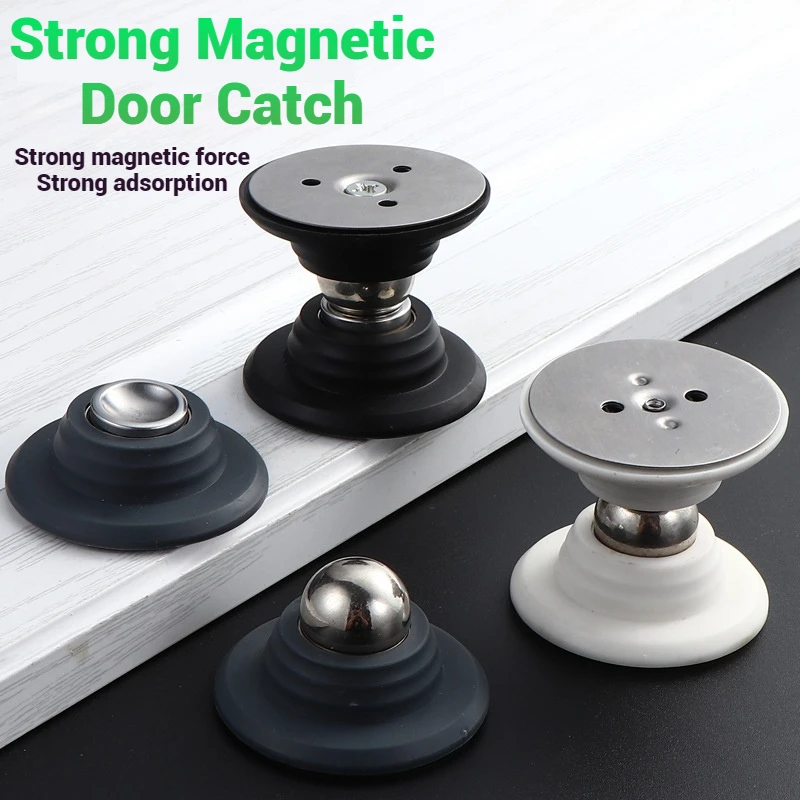 Magnetic Door Stopper Holder Anti Collision 4.7cm Windproof Free-punch Silicone Household Hardware Accessories 1PC