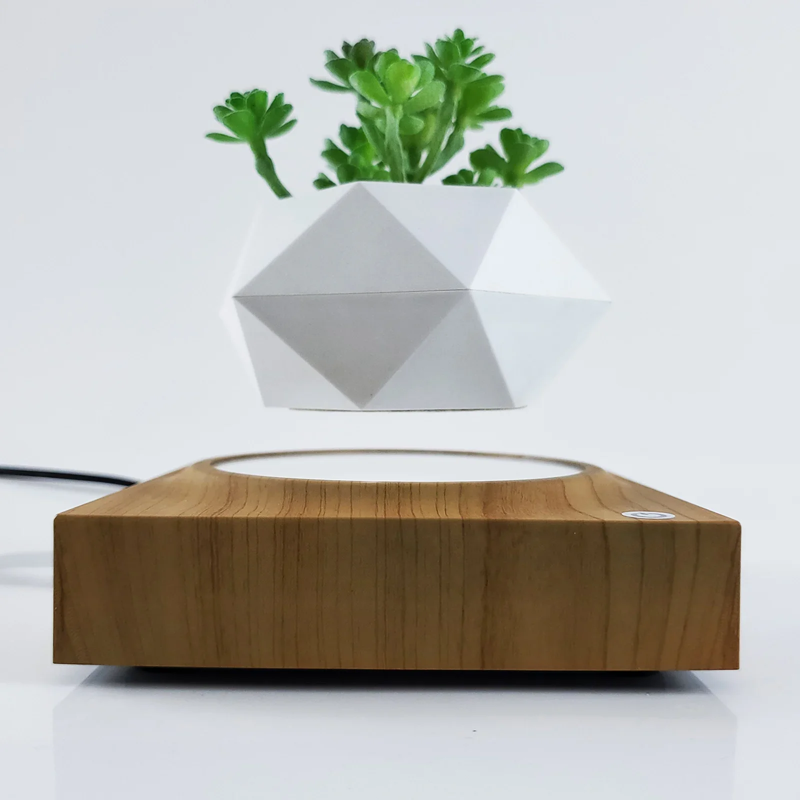 Levitating Flower Pot Holder Wooden Design Rotating Floating Pot Planter for Home Bedroom Decorative Magnetic Pot