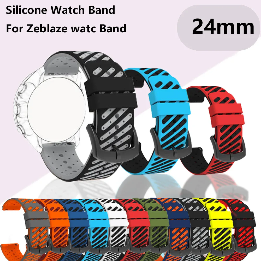 Silicone Watch Band For Zeblaze watch Ares 3/Vibe 3S HD/Vibe 6/Vibe 3 GPS/ Vibe 3Pro/Neo 2 Sport replacement 24mm strap Bracecet
