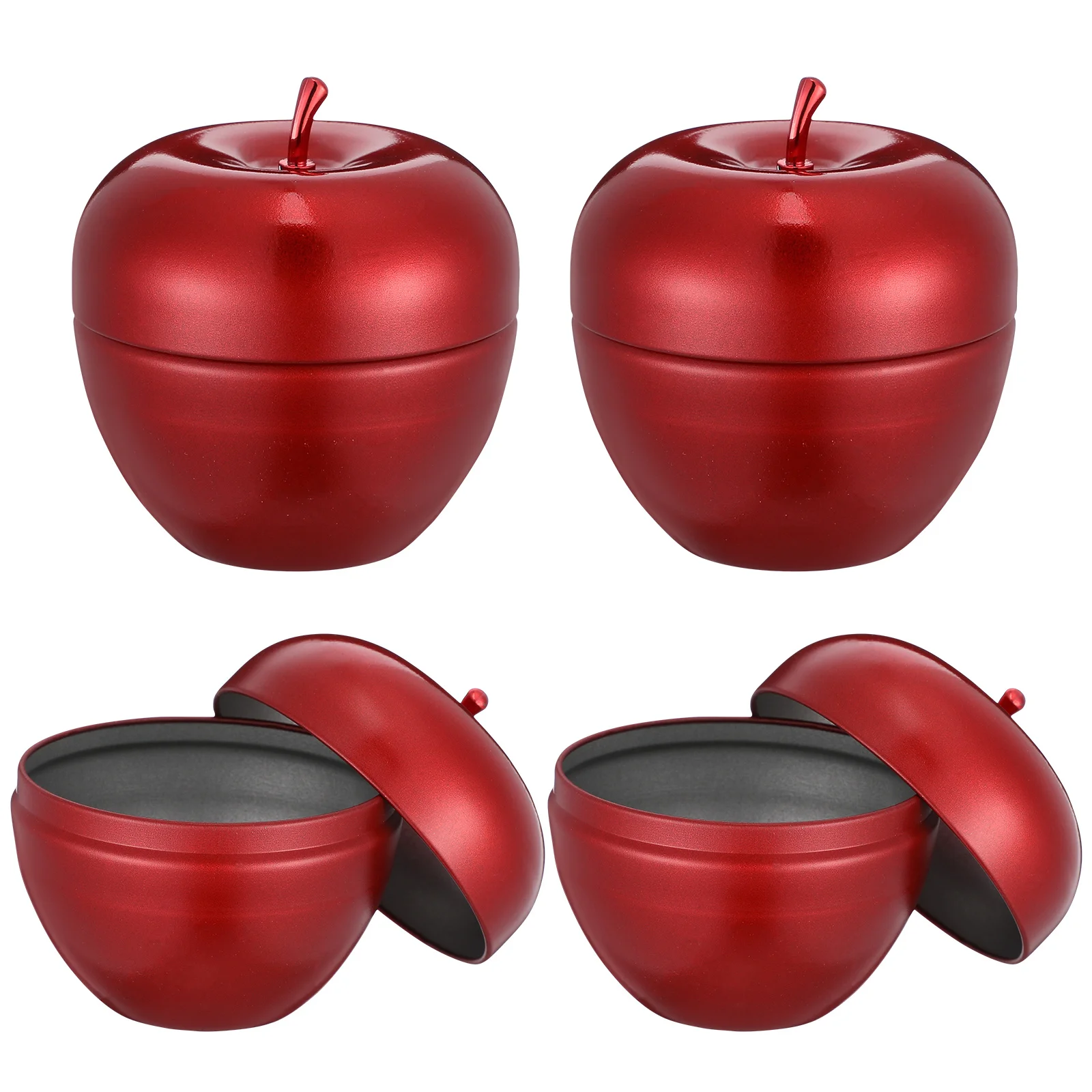 4Pcs Apple Shape Candy Gift Jars Sealed Canisters Multi-Function Tea Storage Container Christmas Tea Jar Multi-Function Canister