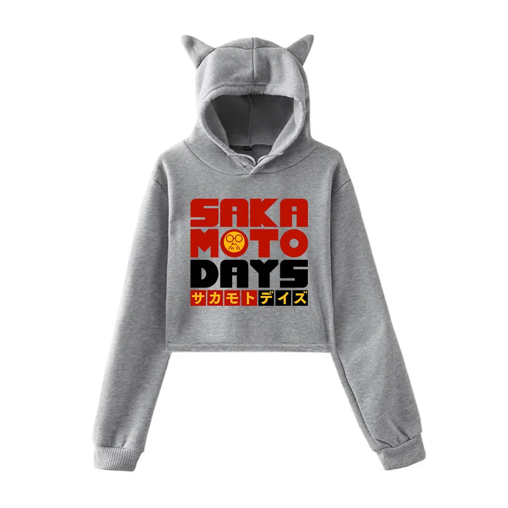 Anime Sakamoto Days Taro Sakamoto Hoodie Vintage 90s Streetwear Hoodies Sports Sweatshirts for Girls Cat Ear Crop Fashion