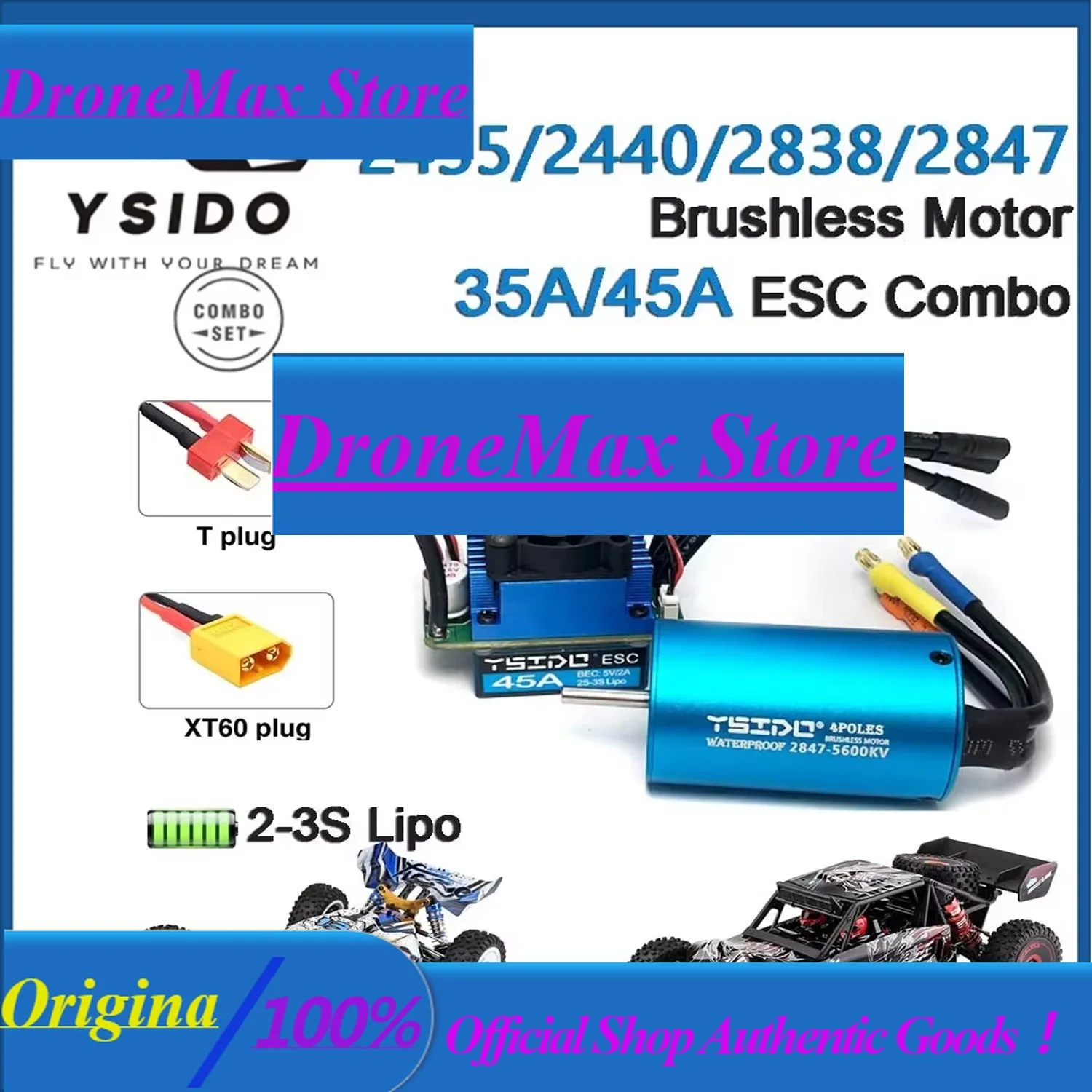 DroMa2435/2440/2838/2847 Brushless Motor 35A/45A ESC Combo For Wltoys 124016 Remo Hobby XLH Timaya Redcat 1/12 1/14 1/16 RC Boat