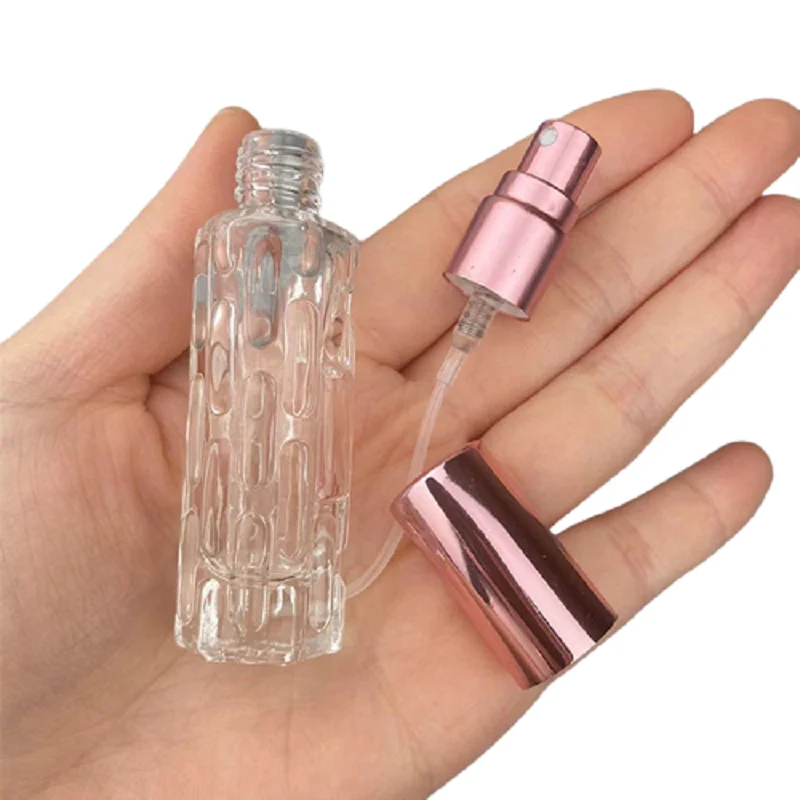 10ML Leere Parfüm Glas Flasche Klar Bitterer Kürbis Flasche Rose Gold Deckel Duft Zerstäuber Reise Parfüm Spray Flasche 10 stücke