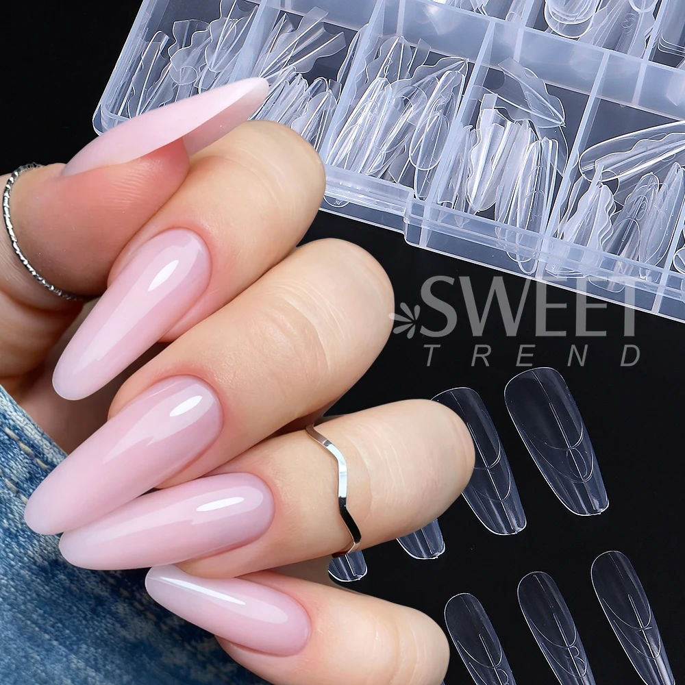 1 boîte de formes d'ongles doubles, nouveaux 180 pièces, Extensions de 15 tailles, cercueil Long en amande, formes d'ongles supérieures/inférieures, outil d'extension de manucure