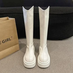 Knee-high Square Heel Modern Boots Spring/Autumn Solid Women's Shoes on Sale 2024 Brand Mid Heel Zip Novelty Women's Boots