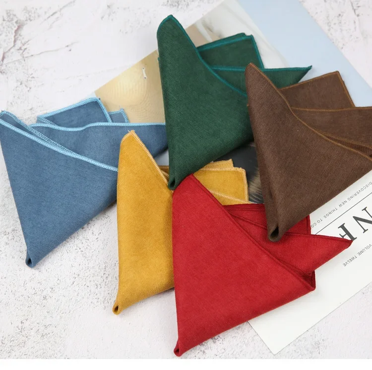 24cm Men's Business Pocket Square Solid Color Handkerchief Leisure Colorful Chest Scarf Casual Party Tuxedo Accessories