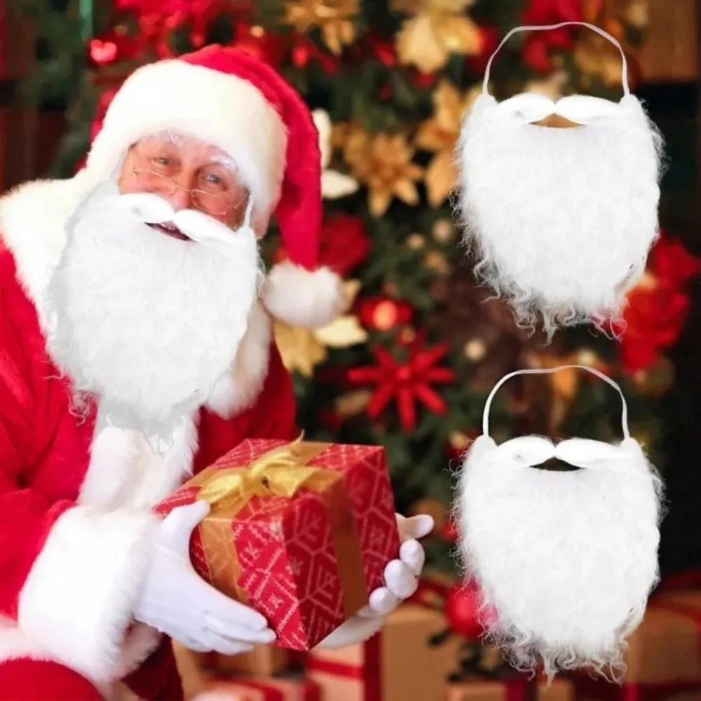 1pcs Santa Simulation White Fake Beard Old Man Gnome Costume for Adults Disguise Prop on Christmas Party Decorative Supplies