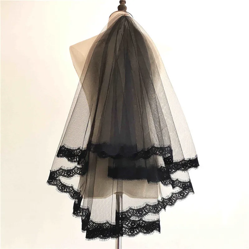 Voile Noir en Tulle à Bords en Dentelle pour Patients, Voile Court Mystérieux à Barrage, Accessoires de Pièce de Sauna, Nouvelle Collection