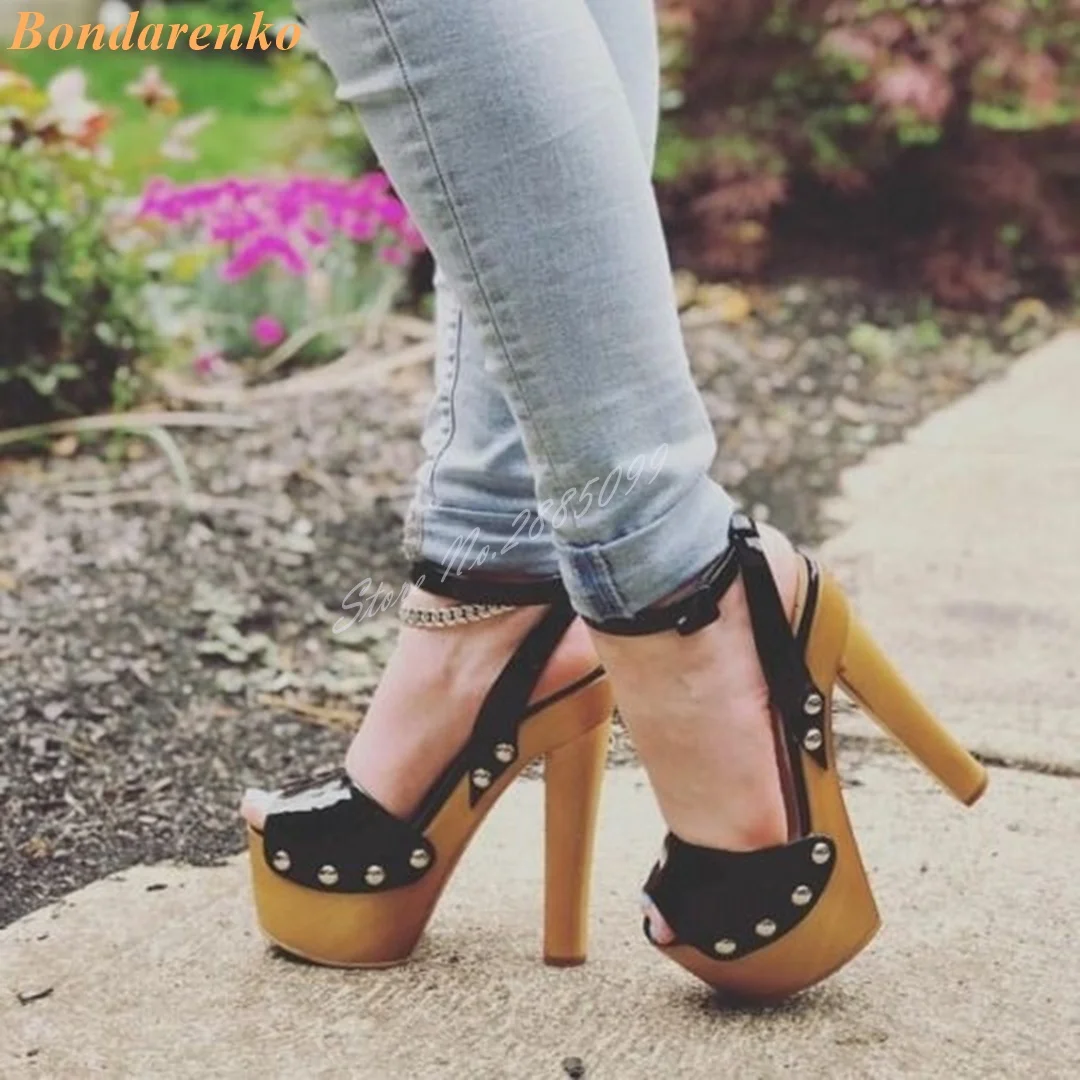 Thick Sole Platform Sandals Peep Toe Buckles Straps Chunky High Heels Sandals Women New Style Summer Party Designer Shoes Runway