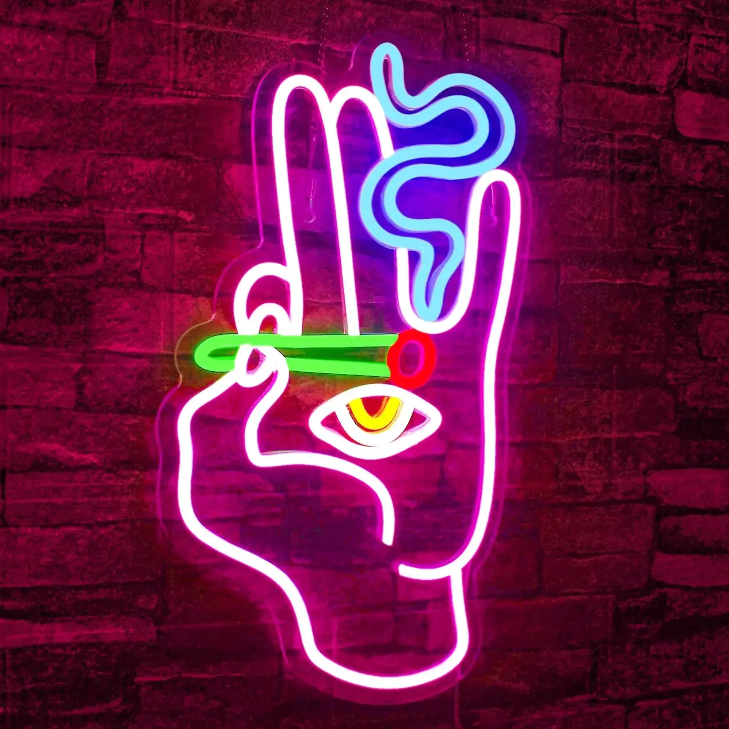 Led Light Up Sign Hand Eye Neon Sign Bedroom Decoration Wall Decor USB Powered For Game Room Home Bar Cafes Party Neon Signs